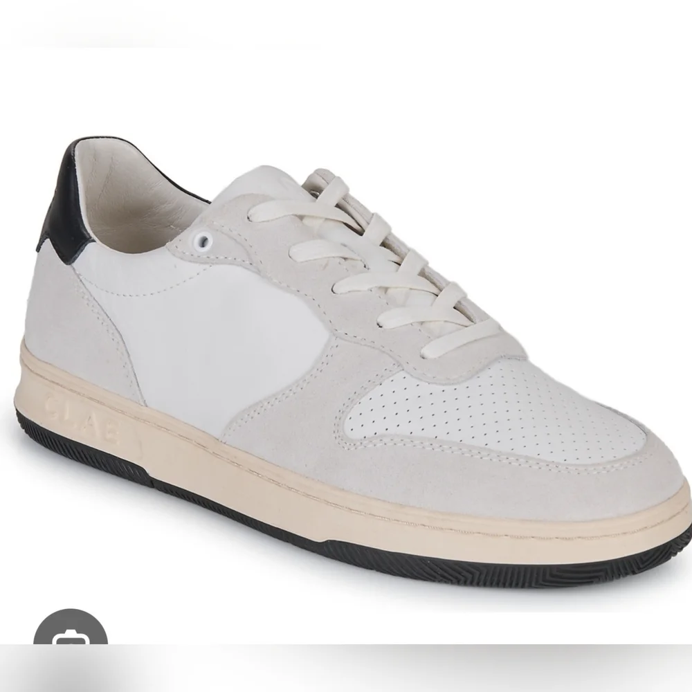 Clae Malone Leather White and Black Casual Sneakers NWT